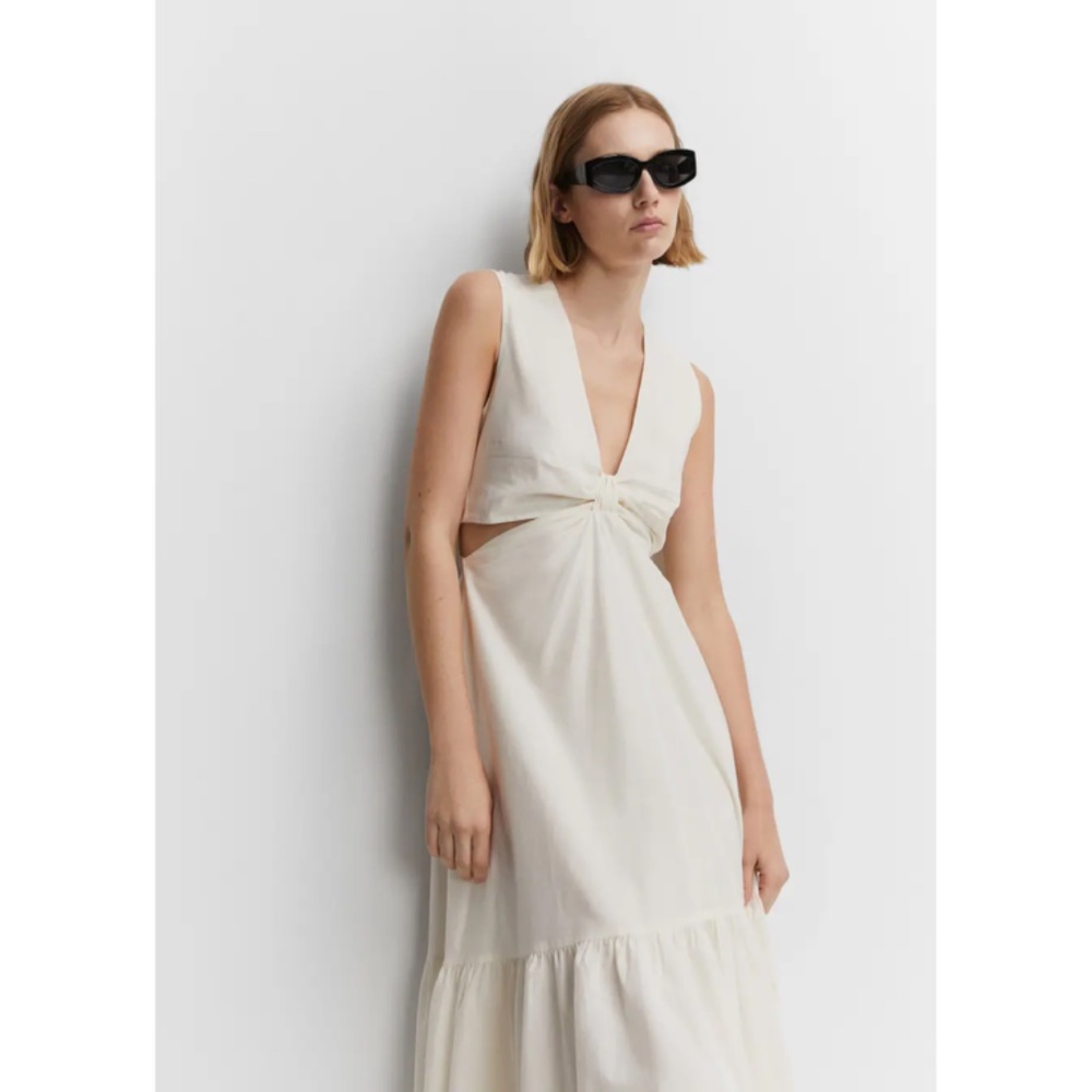 MANGO White Knot Dress With Openings - Picture 4 of 6